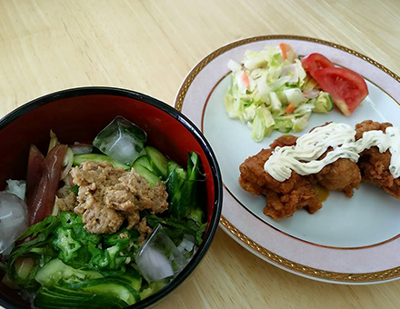 3期生　調理実習で冷や汁とチキン南蛮